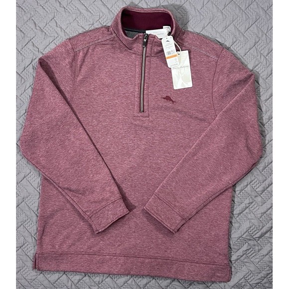 Tommy Bahama Half Zip Pullover Men’s Sz Small Tango Wave Heritage Wine HTHR NWT - Picture 4 of 13